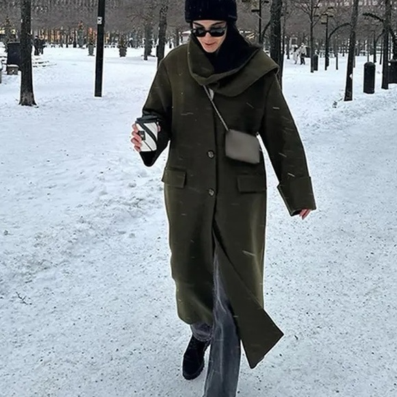 Zara Wool Scarf Coat - Picture 5 of 16